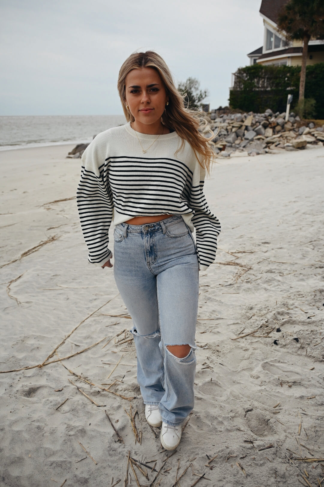 Charleston In The Spring Striped Sweater