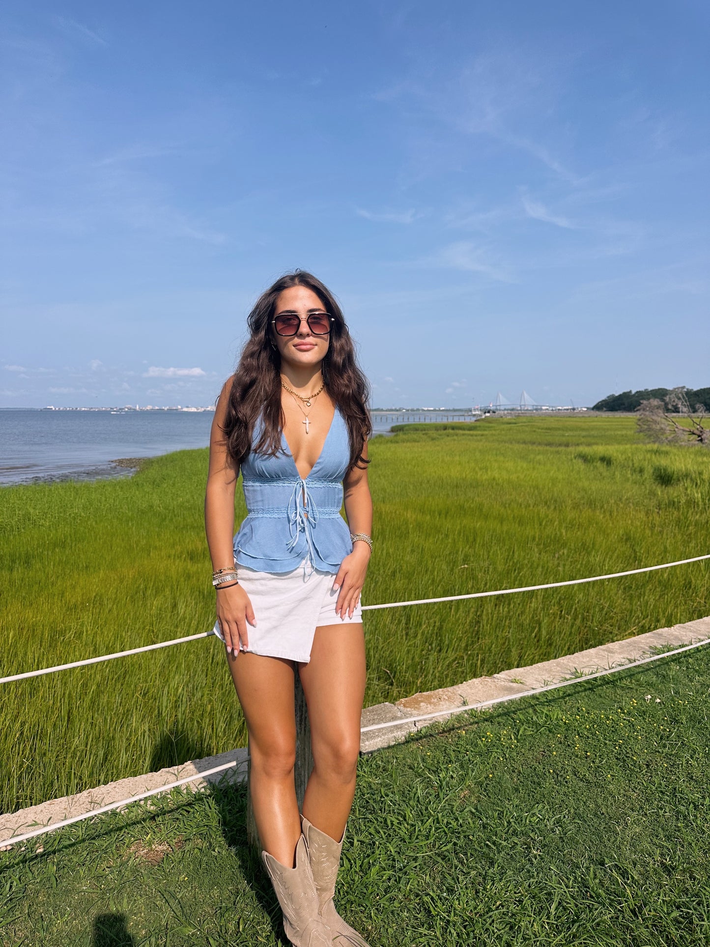 Denim Blue Horizon Top