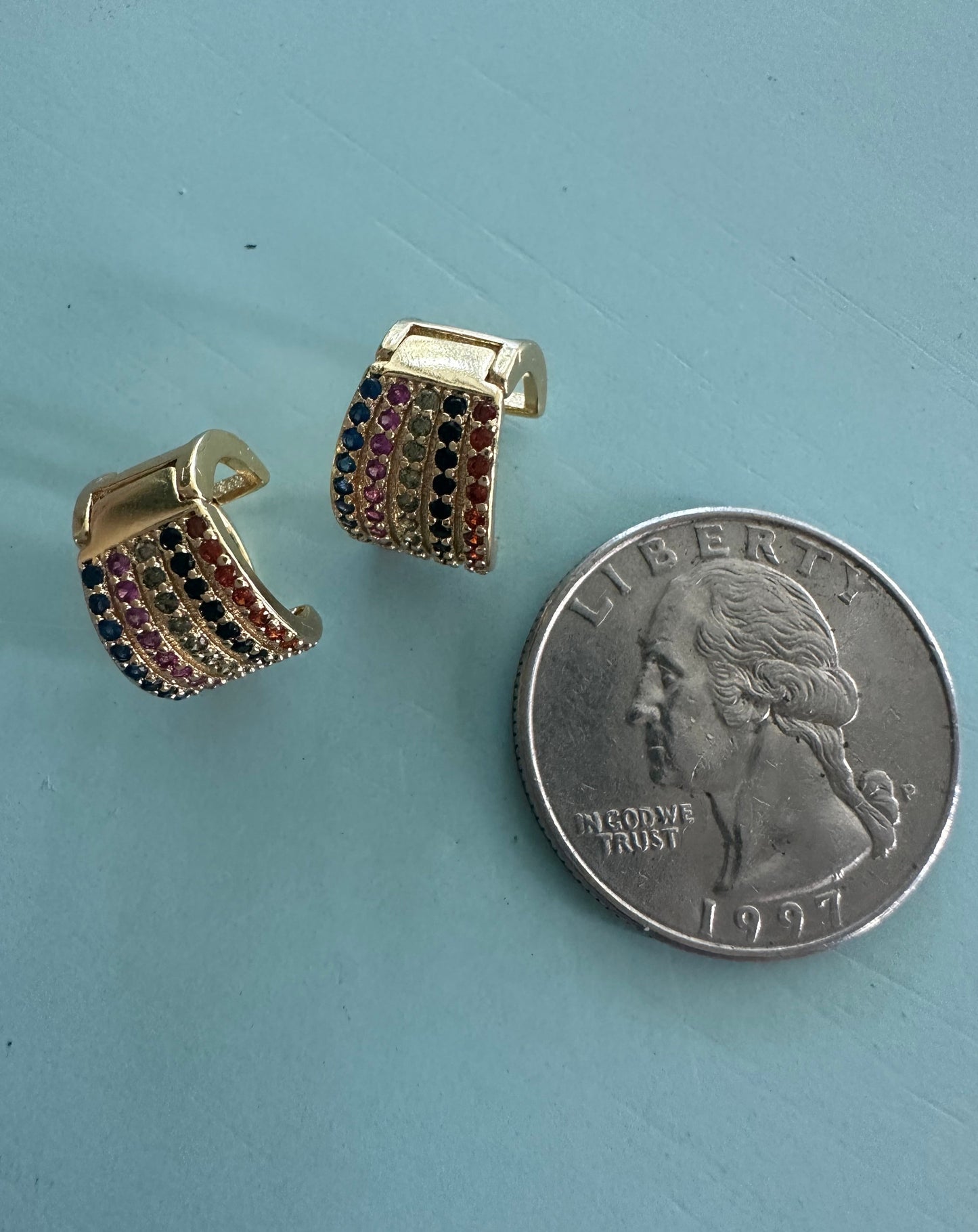 Rhinestone Multicolor Mini Huggies