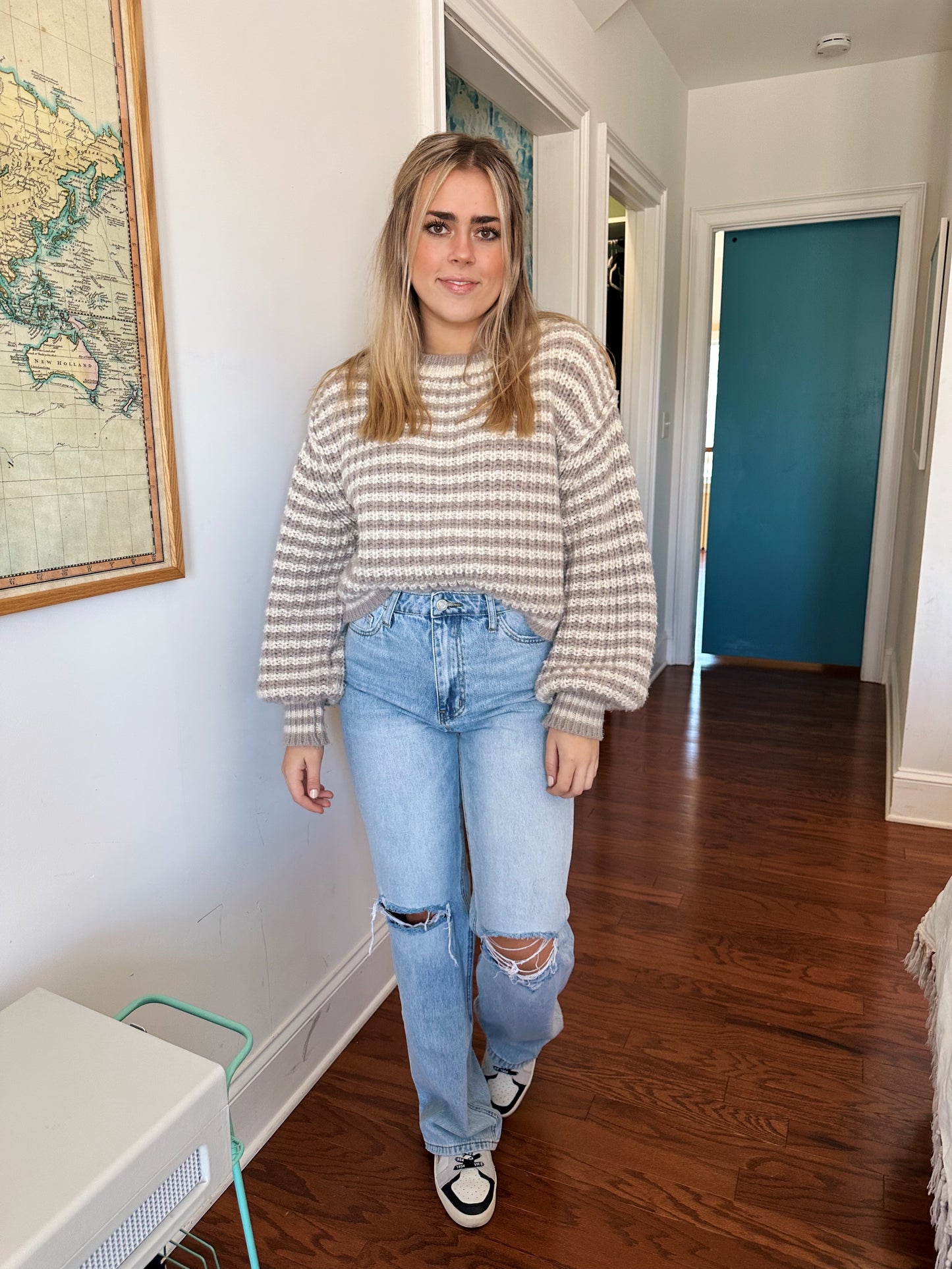 Meant To Be Cream Striped Sweater