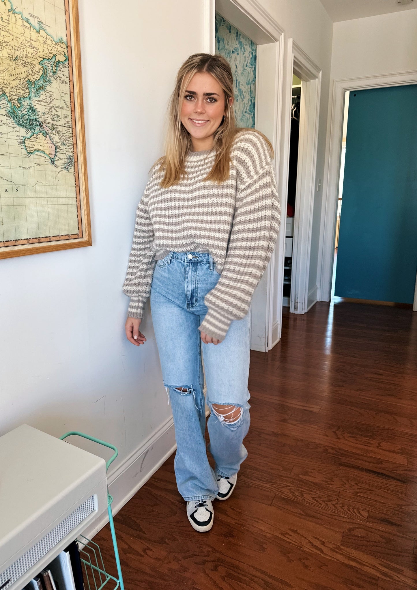 Meant To Be Cream Striped Sweater