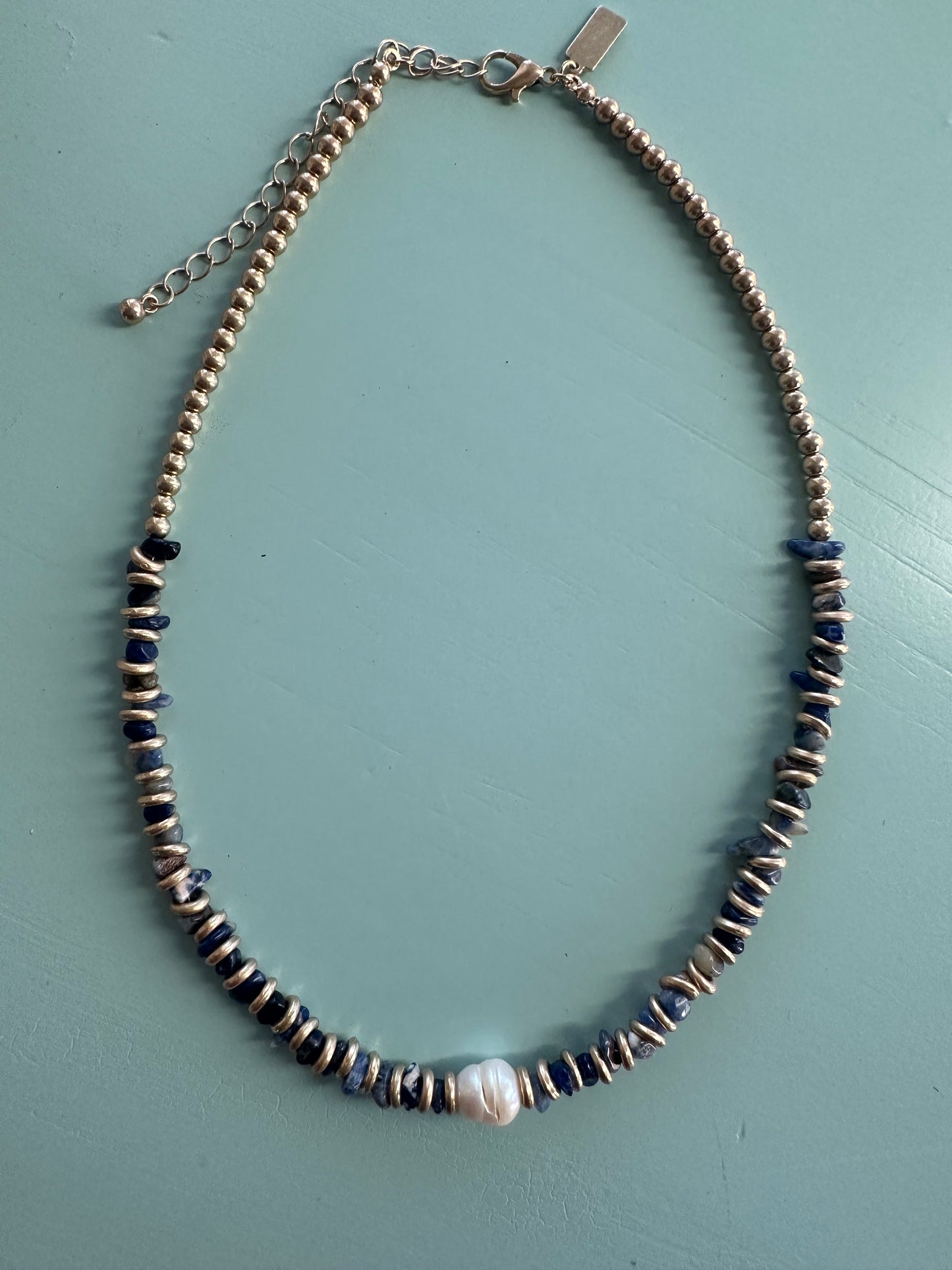 Stone and Pearl Choker Necklace