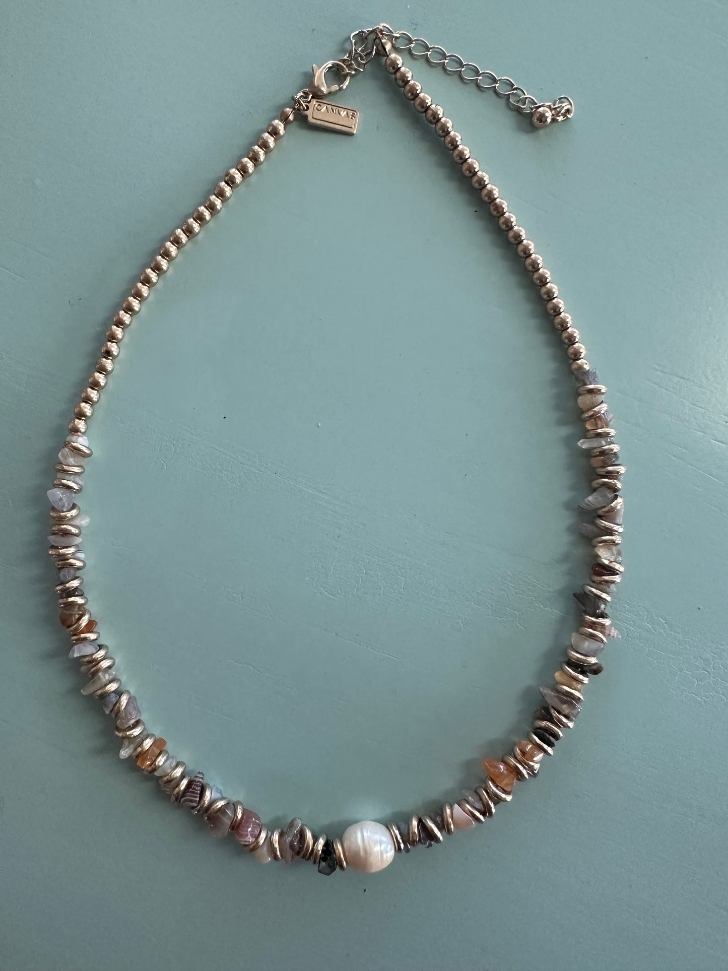 Stone and Pearl Choker Necklace