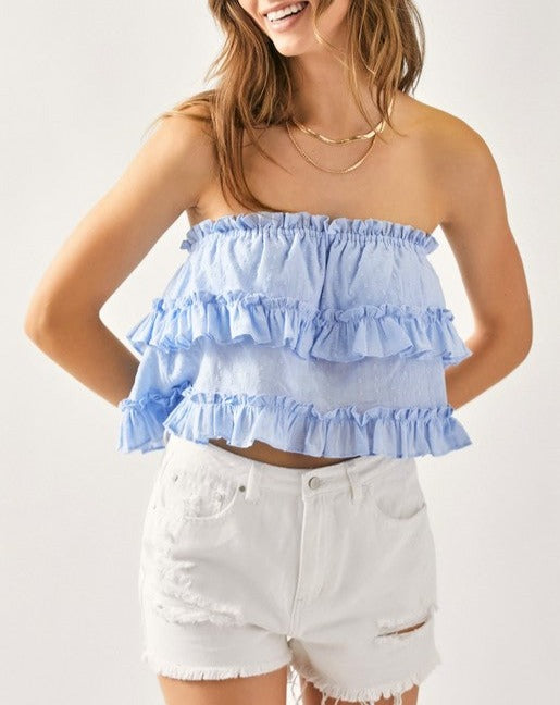 No Hesitation Blue Strapless Top
