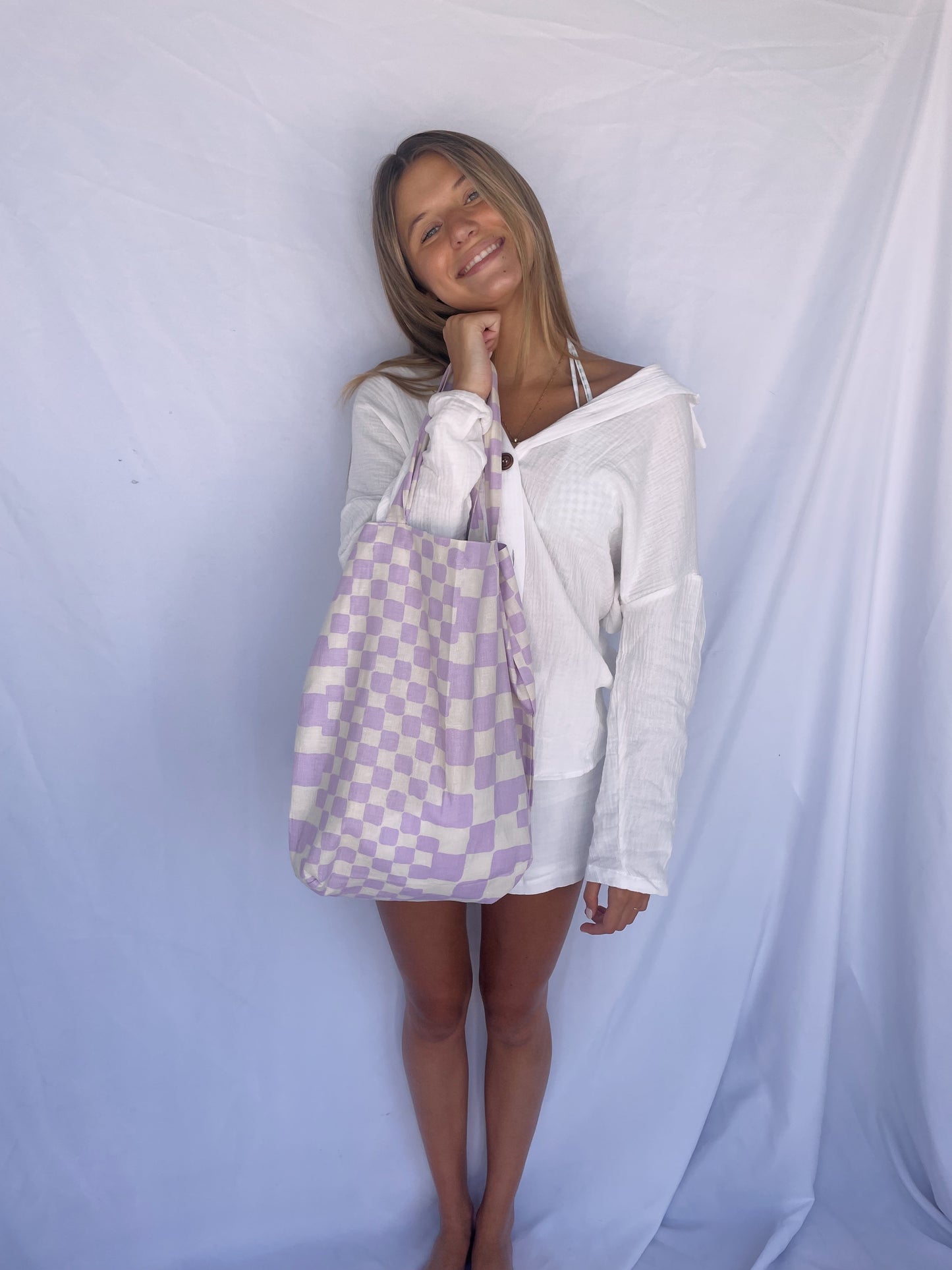 Ready For Sun Checkered Tote