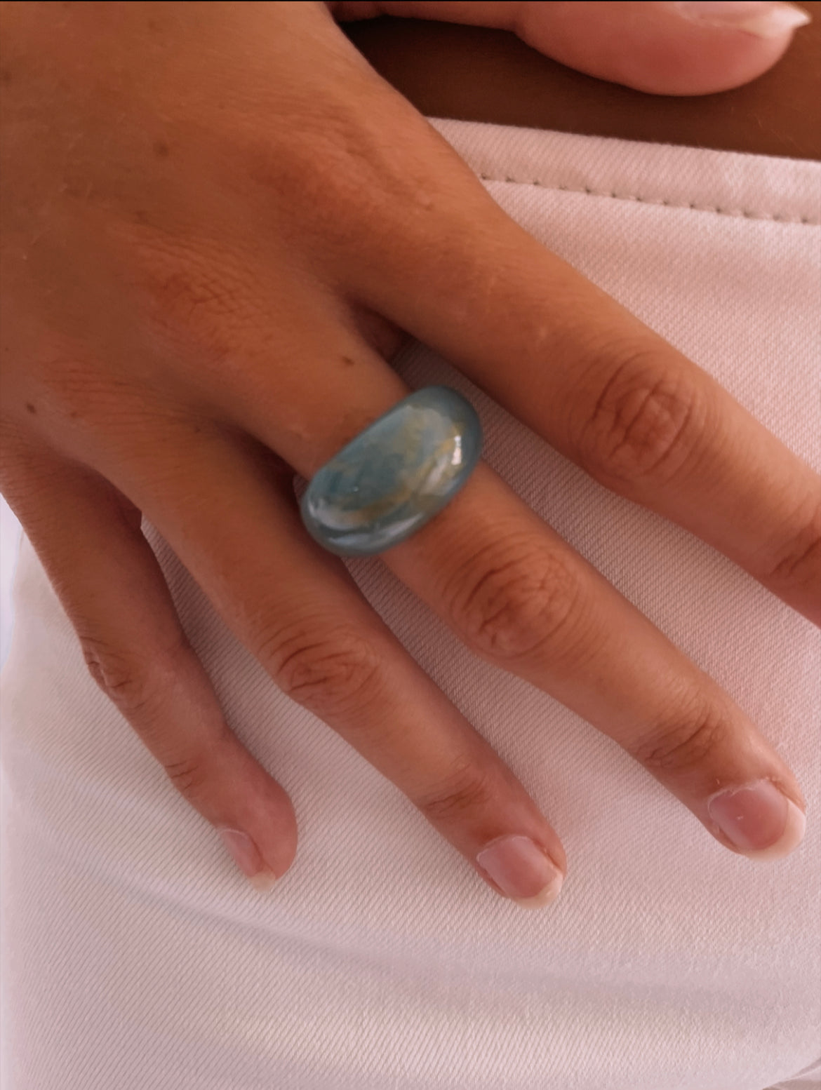 Blue Galaxy Resin Ring