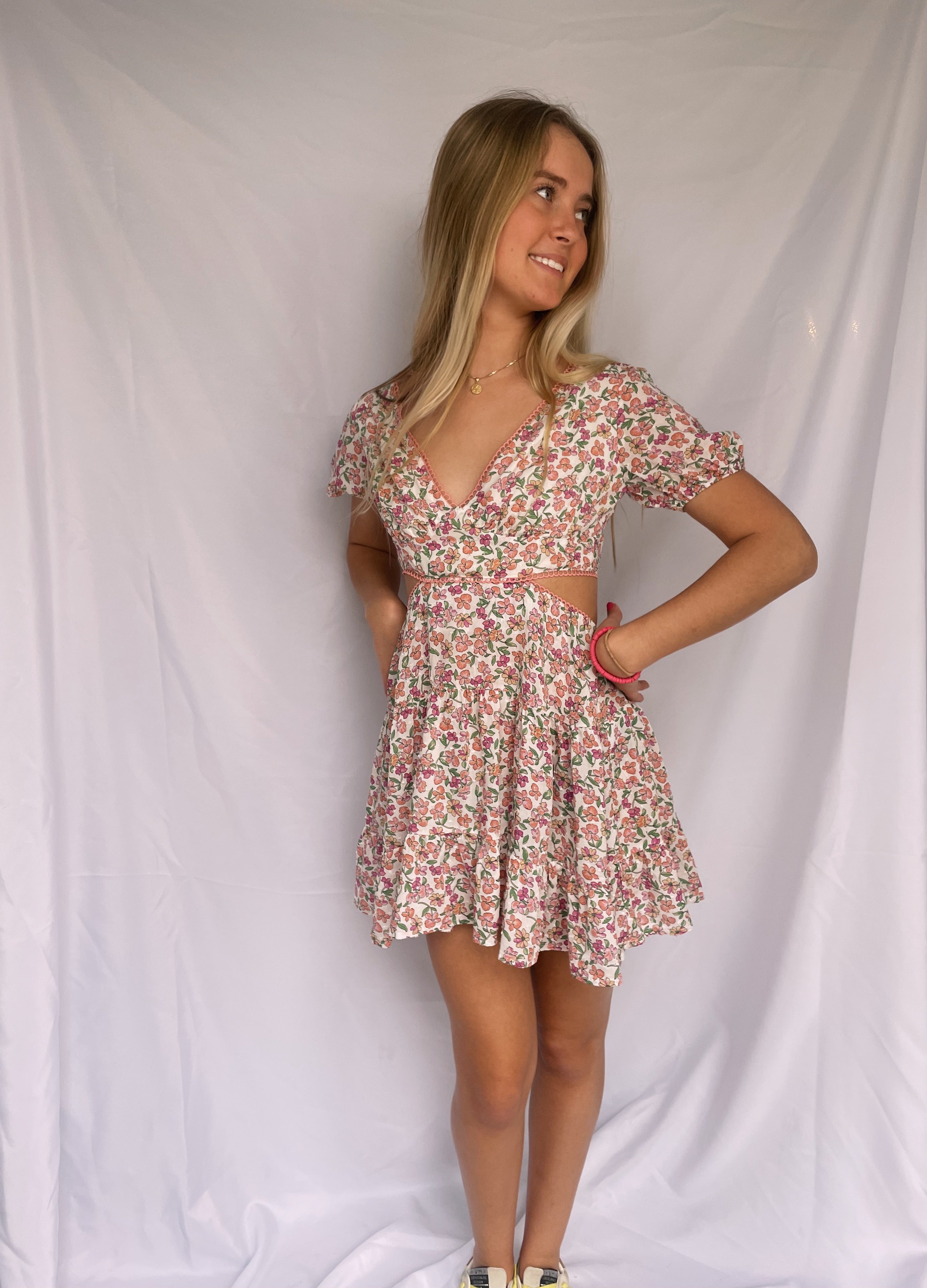 It's Ok To Stare Pink Floral Dress – Single Soul